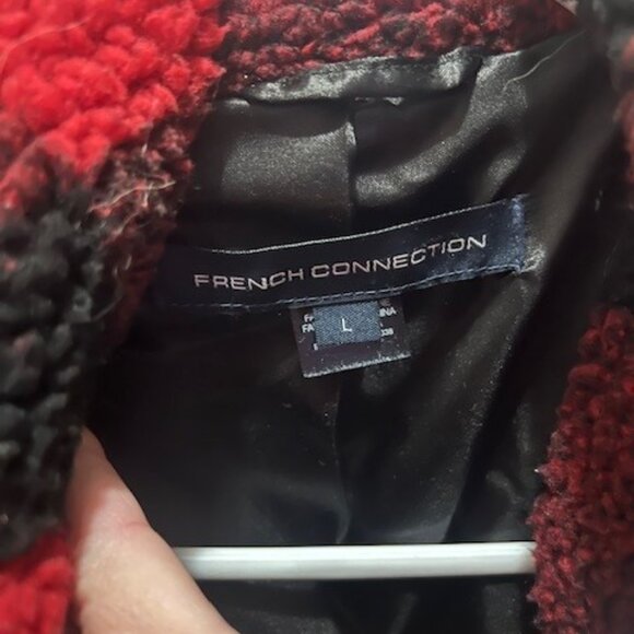 GUC ❤️ Buffalo Plaid Teddy/Sherpa French Connection Winter Jacket ❤️ Size L❤️ - Picture 2 of 3